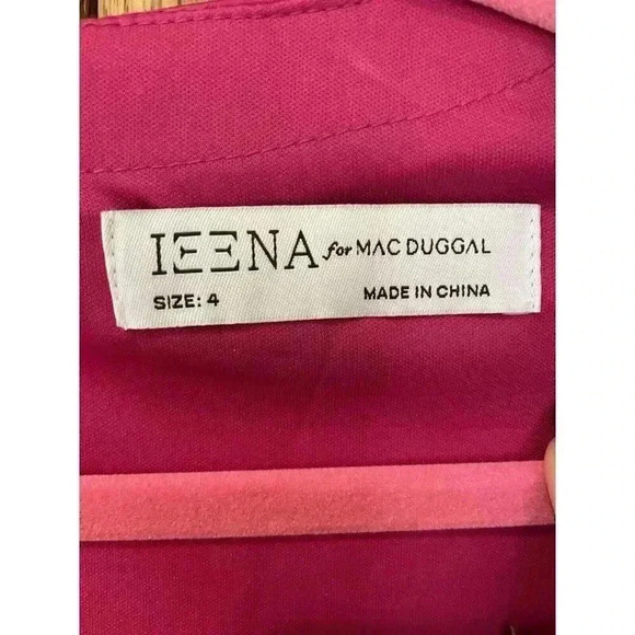 NEW Mac Duggal Magenta Crystal Satin Empire Waist Long Sleeve Gown Size 4 - Picture 11 of 11